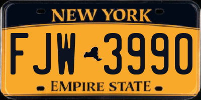 NY license plate FJW3990
