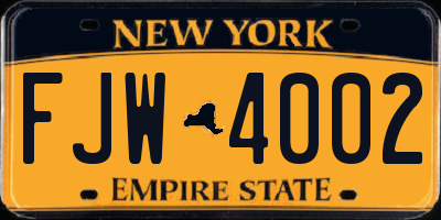 NY license plate FJW4002