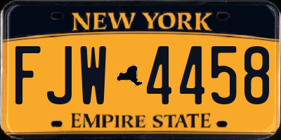 NY license plate FJW4458