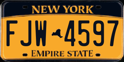 NY license plate FJW4597