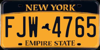 NY license plate FJW4765