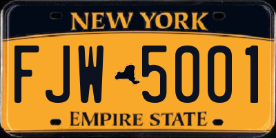 NY license plate FJW5001