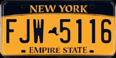 NY license plate FJW5116
