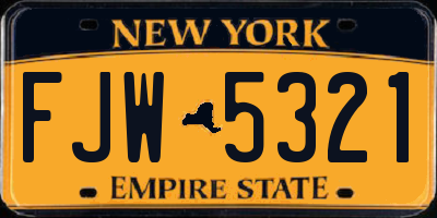 NY license plate FJW5321