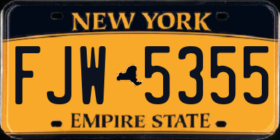NY license plate FJW5355