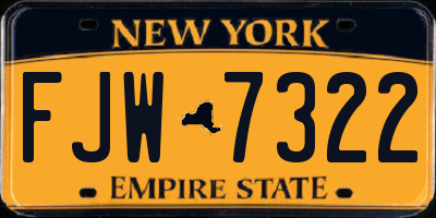 NY license plate FJW7322