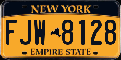 NY license plate FJW8128