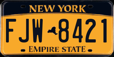 NY license plate FJW8421