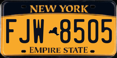 NY license plate FJW8505