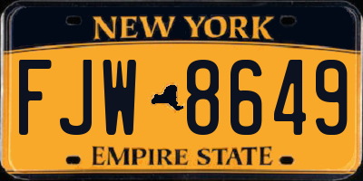 NY license plate FJW8649