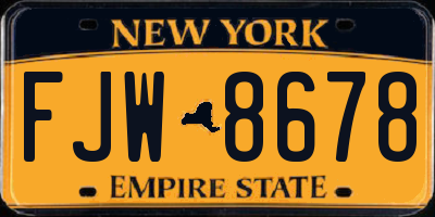 NY license plate FJW8678