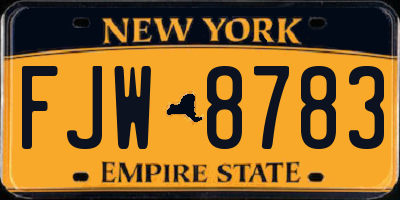 NY license plate FJW8783
