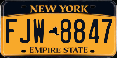 NY license plate FJW8847