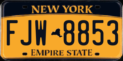 NY license plate FJW8853