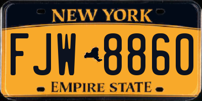 NY license plate FJW8860
