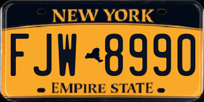 NY license plate FJW8990
