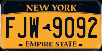 NY license plate FJW9092