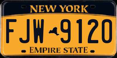NY license plate FJW9120