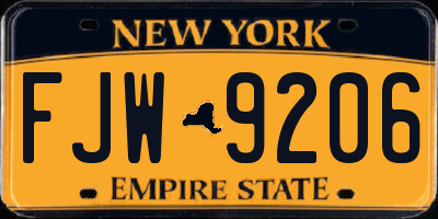 NY license plate FJW9206