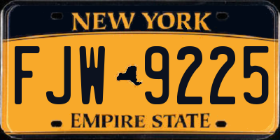 NY license plate FJW9225