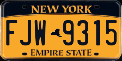 NY license plate FJW9315