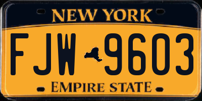 NY license plate FJW9603