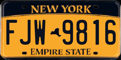 NY license plate FJW9816