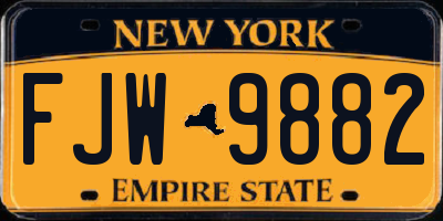 NY license plate FJW9882