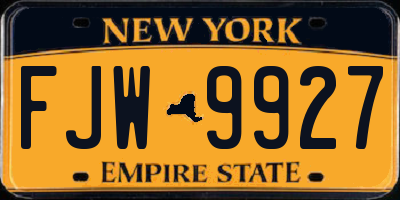 NY license plate FJW9927