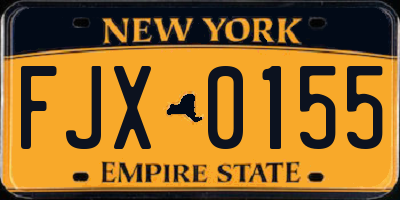 NY license plate FJX0155