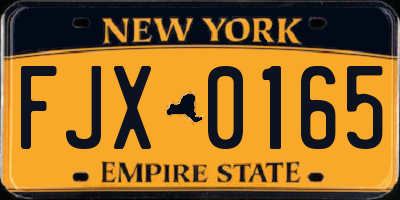 NY license plate FJX0165