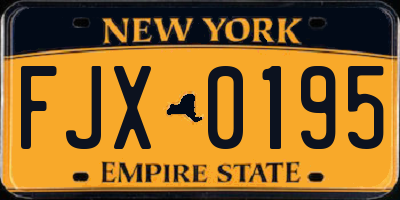 NY license plate FJX0195