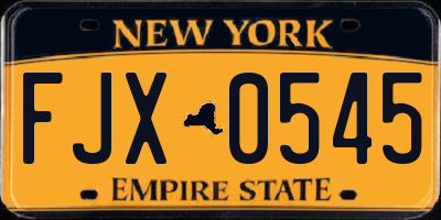 NY license plate FJX0545