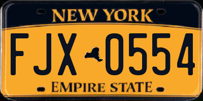 NY license plate FJX0554