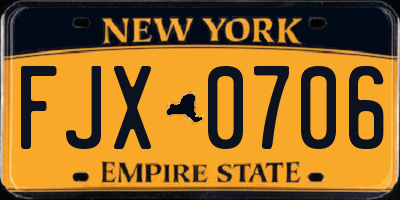 NY license plate FJX0706