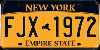 NY license plate FJX1972
