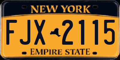 NY license plate FJX2115