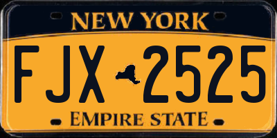 NY license plate FJX2525
