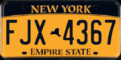 NY license plate FJX4367