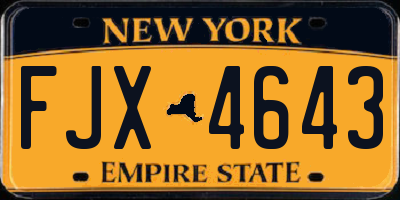 NY license plate FJX4643