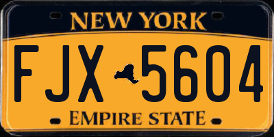 NY license plate FJX5604