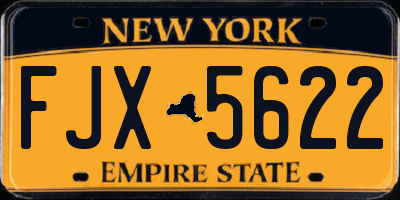 NY license plate FJX5622