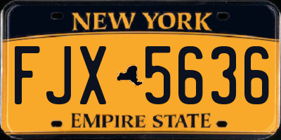 NY license plate FJX5636