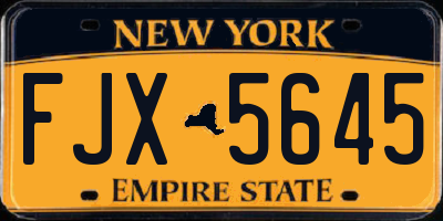 NY license plate FJX5645
