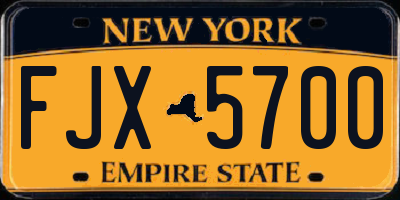 NY license plate FJX5700