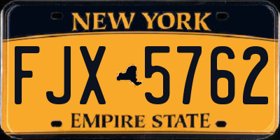 NY license plate FJX5762