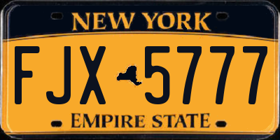 NY license plate FJX5777