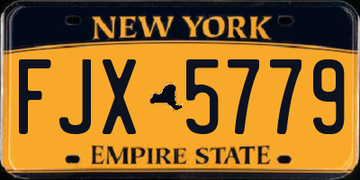 NY license plate FJX5779