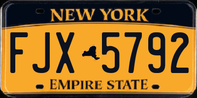 NY license plate FJX5792