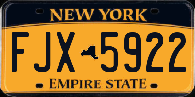 NY license plate FJX5922